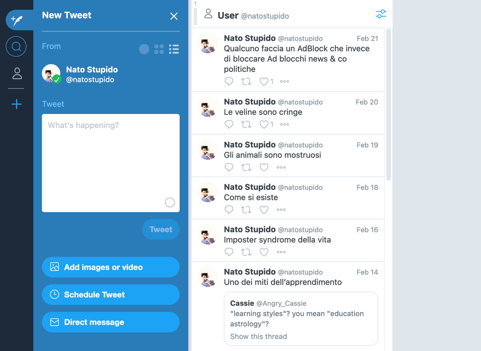 Il setup di TweetDeck